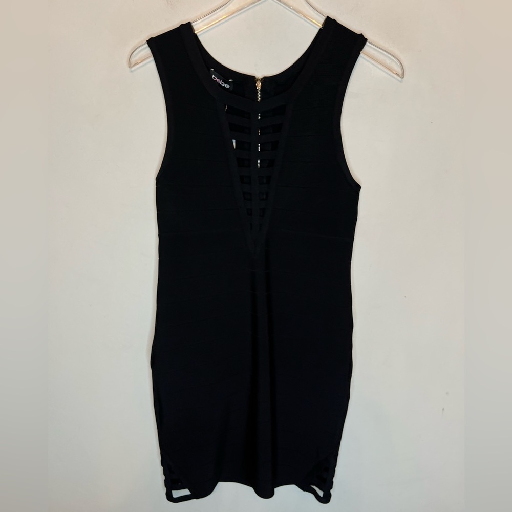 Black Bebe Caged Bandage Body-con Dress